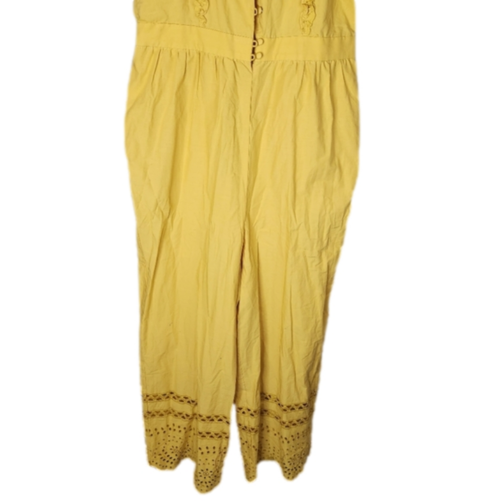 Madewell Eyelet Frilled-Strap Jumpsuit Yellow Size 6 - Picture 4 of 12